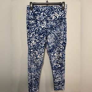BSP Blue & White Tie Dye High Waisted Leggings w/ Pockets Size M